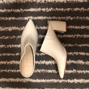 Marc Fisher white leather block heel mule